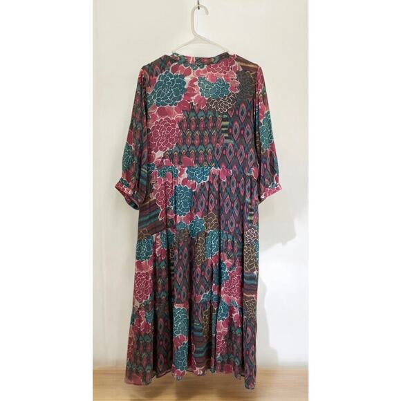 Figueroa and flower floral maxi dress v-neck with button women’s L - Picture 2 of 4
